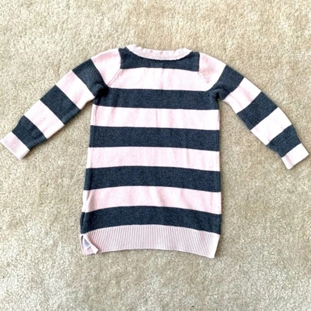 Baby Gap Pink And Gray Striped Sweater Dress Size 12-18 Months